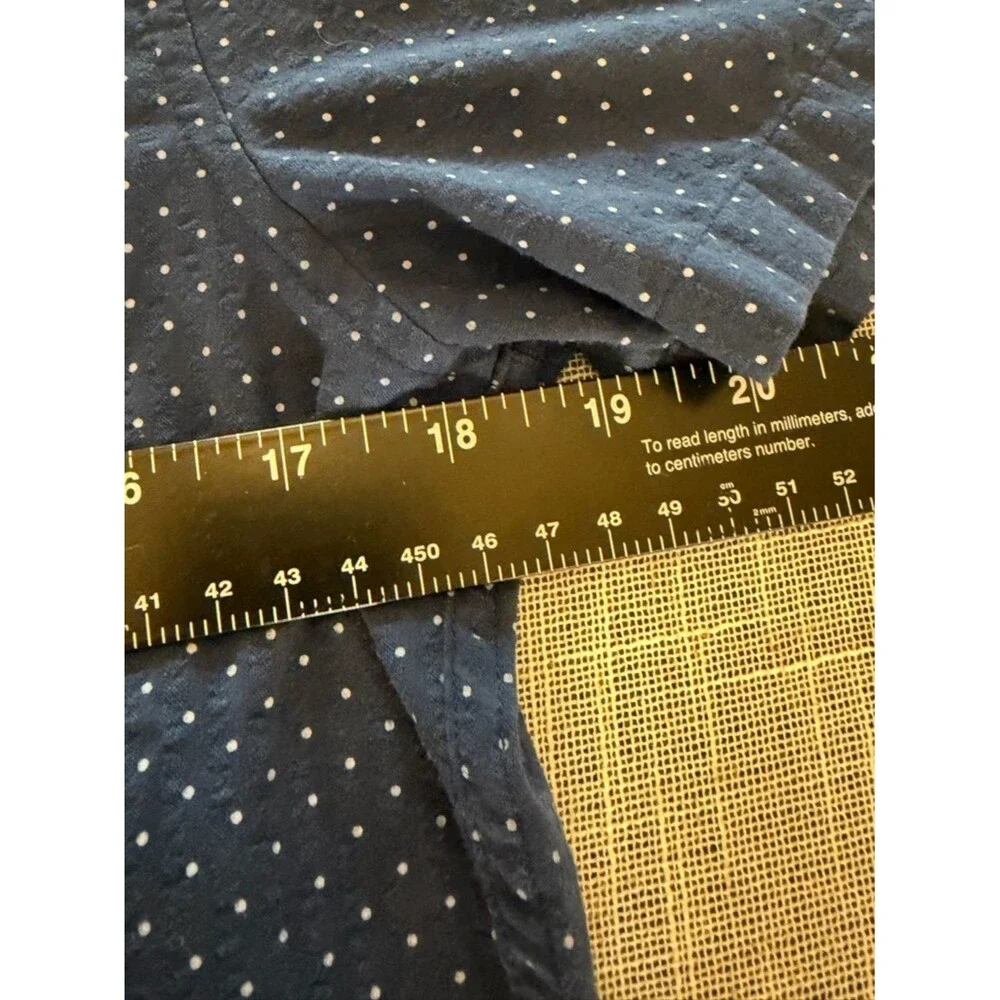 J.Crew Seersucker Shirt Mens Small Blue Polka Dot Slim Fit
